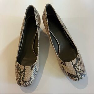 Tory Burch printed python pumps